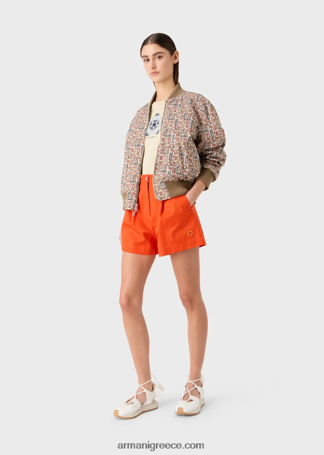 γυναίκες Armani βιώσιμη συλλογή οργανικό σορτς με βελάκια 4046R6298 πορτοκάλι