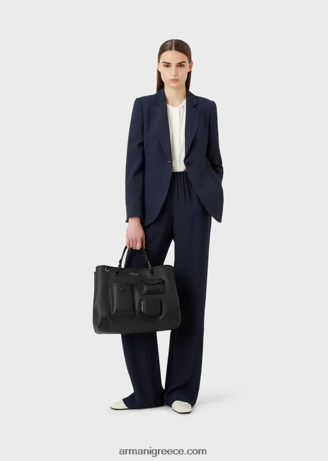 γυναίκες Armani παντελόνι από βισκόζη φρουά με μαζεμένη μέση 4046R6310