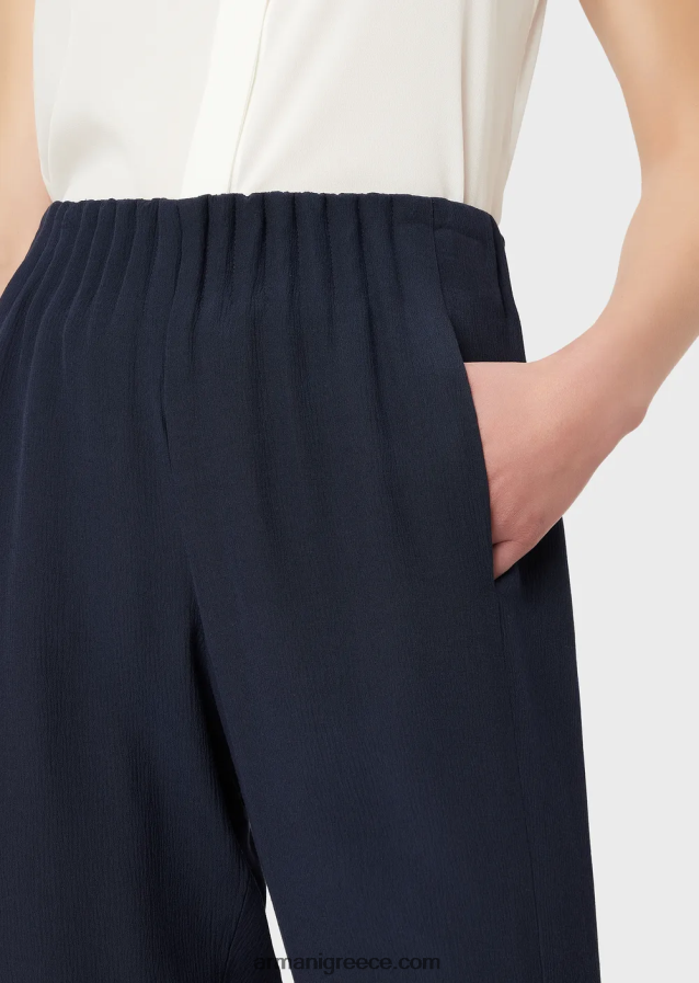 γυναίκες Armani παντελόνι από βισκόζη φρουά με μαζεμένη μέση 4046R6310