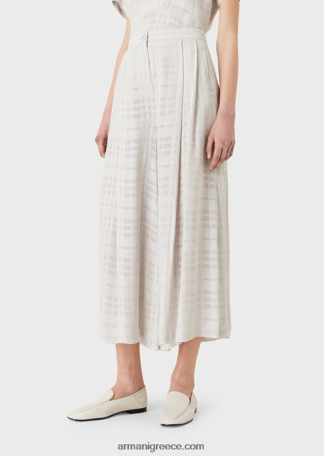 γυναίκες Armani τσέκαρε κουλότ βισκόζης 7/8 4046R6285 ανοιχτό γκρι