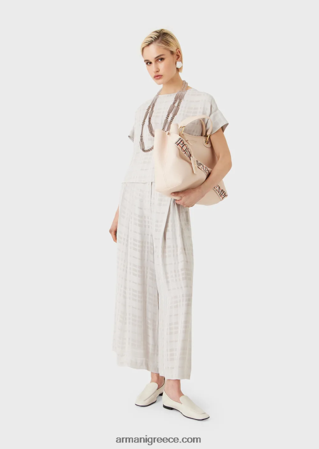 γυναίκες Armani τσέκαρε κουλότ βισκόζης 7/8 4046R6285 ανοιχτό γκρι