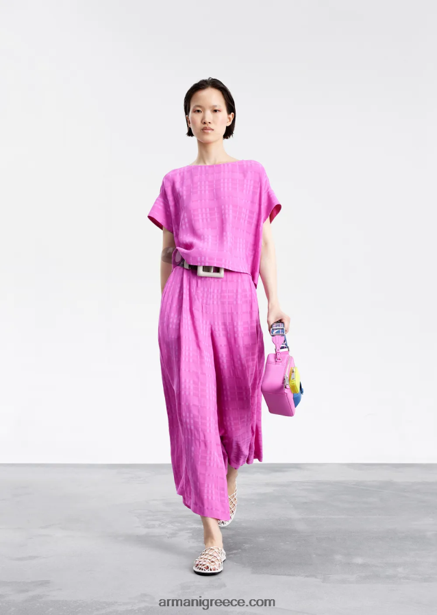 γυναίκες Armani τσέκαρε κουλότ βισκόζης 7/8 4046R6286 φουξία