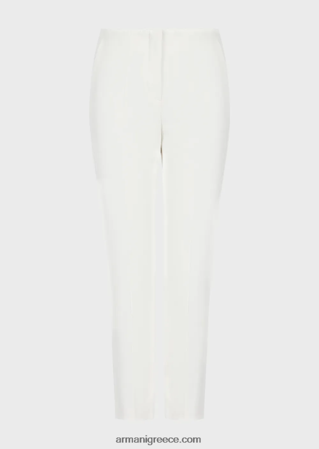 γυναίκες Armani παντελόνι 7/8 γκαμπαρντίνα 4046R6312 μεταξωτό λευκό