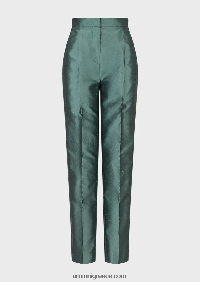 γυναίκες Armani ψηλόμεσο παντελόνι 7/8 με τσάκιση σε μείγμα shantung-μετάξι 4046R6318