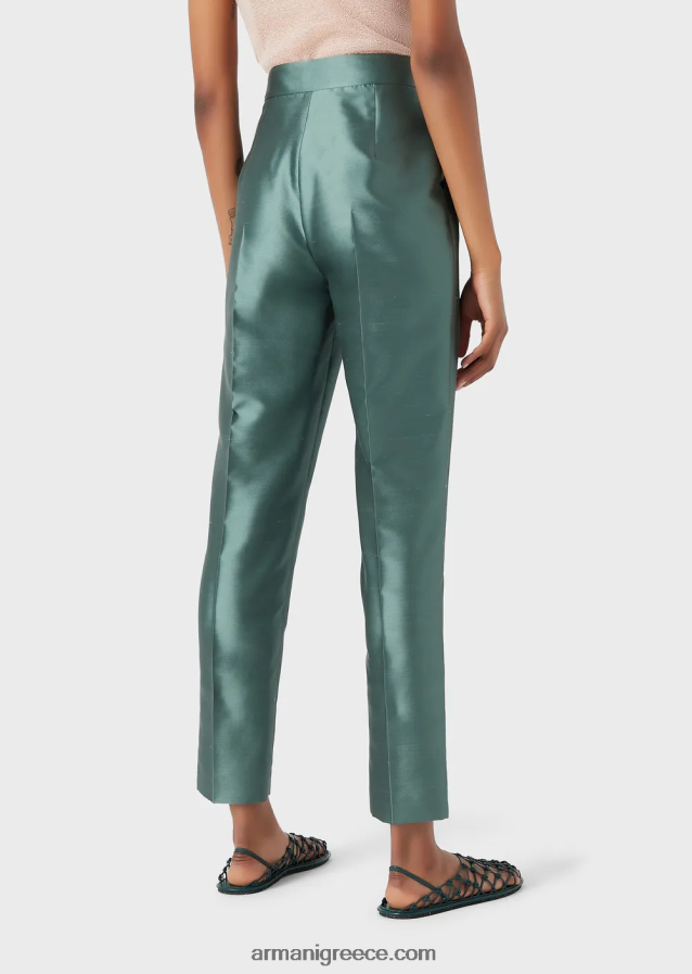 γυναίκες Armani ψηλόμεσο παντελόνι 7/8 με τσάκιση σε μείγμα shantung-μετάξι 4046R6318