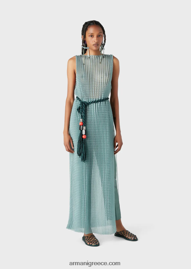 γυναίκες Armani ψηλόμεσο παντελόνι 7/8 με τσάκιση σε μείγμα shantung-μετάξι 4046R6318