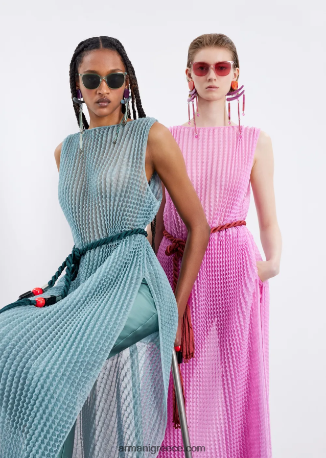 γυναίκες Armani ψηλόμεσο παντελόνι 7/8 με τσάκιση σε μείγμα shantung-μετάξι 4046R6318