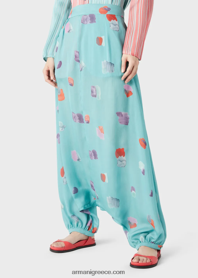 γυναίκες Armani Jodhpurs από μετάξι-σιφόν με ζωγραφική στάμπα 4046R6325