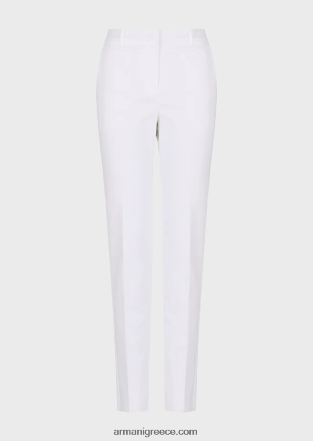 γυναίκες Armani Stretch couture-βαμβακερό λεπτό παντελόνι 4046R6291 άσπρο