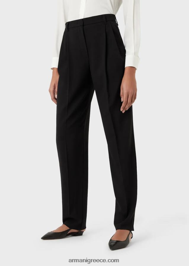 γυναίκες Armani παντελόνι με βελάκια από μαλλί barathea 4046R6319 μαύρος
