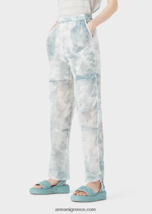 γυναίκες Armani παντελόνι cargo από νάιλον ντεγκραντέ με εφέ ουρανού 4046R6268 πρότυπο