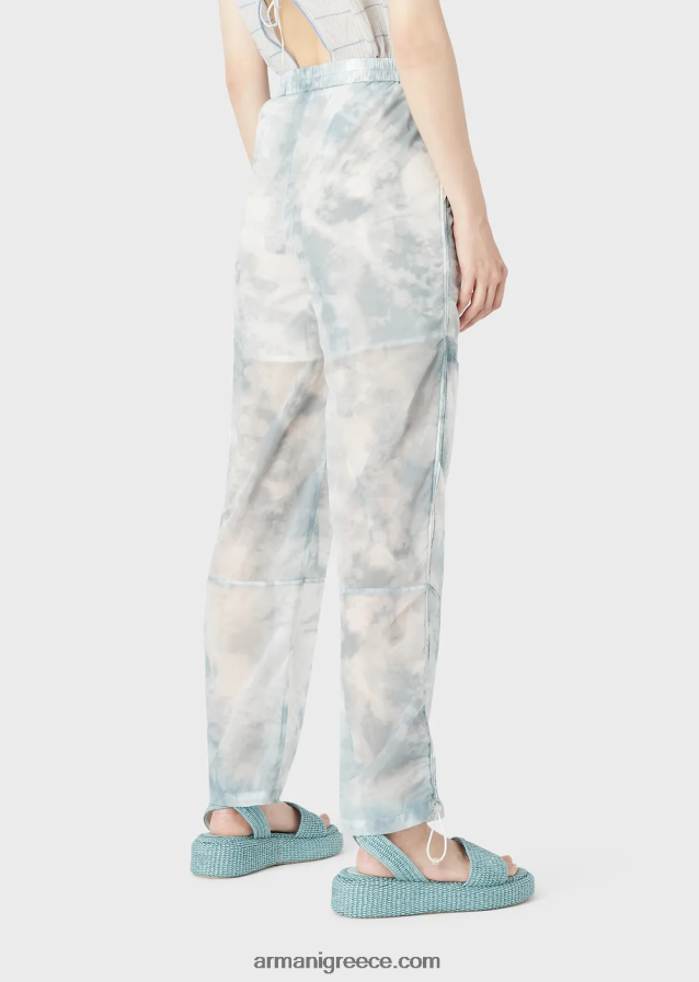 γυναίκες Armani παντελόνι cargo από νάιλον ντεγκραντέ με εφέ ουρανού 4046R6268 πρότυπο