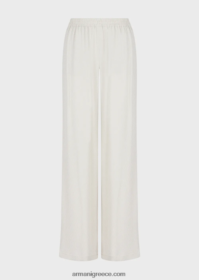 γυναίκες Armani Παντελόνι από ζακάρ φρουζ ζακάρ cupro blend με ελαστική μέση 4046R6273 ανοιχτό γκρι