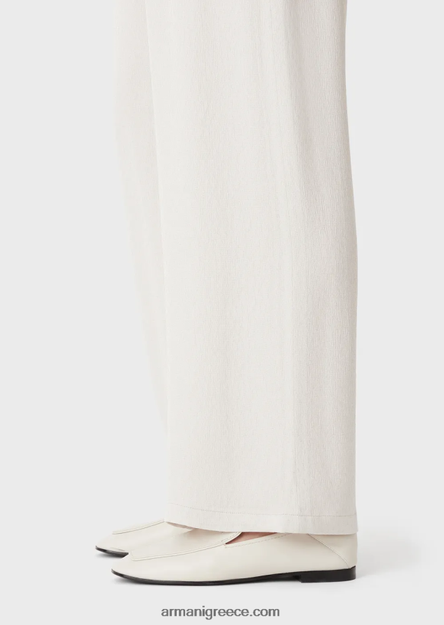 γυναίκες Armani Παντελόνι από ζακάρ φρουζ ζακάρ cupro blend με ελαστική μέση 4046R6273 ανοιχτό γκρι