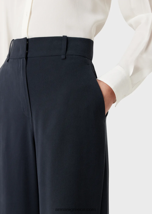 γυναίκες Armani ρευστό παντελόνι gabardine palazzo 4046R6270 γαλανός