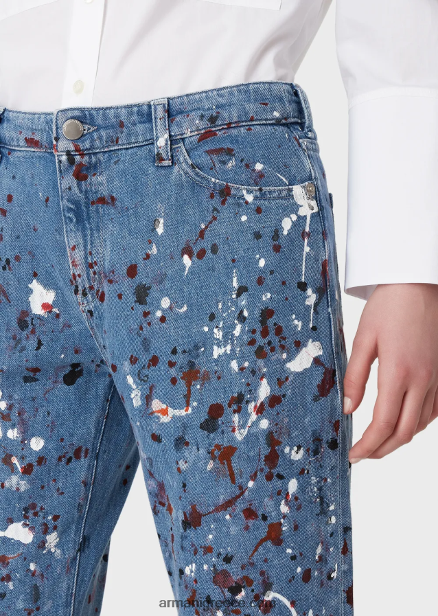 γυναίκες Armani j15 τζιν τζιν με μεσαία μέση, cropped, χαλαρό πόδι, vintage εμφάνιση με πολύχρωμα σημεία 4046R6402 πολύχρωμο