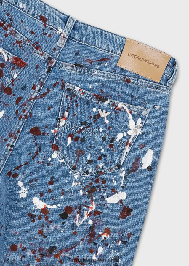 γυναίκες Armani j15 τζιν τζιν με μεσαία μέση, cropped, χαλαρό πόδι, vintage εμφάνιση με πολύχρωμα σημεία 4046R6402 πολύχρωμο