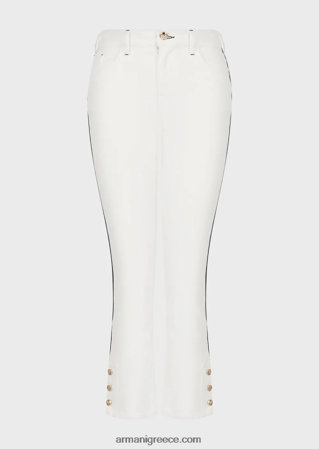 γυναίκες Armani j1a υφασμάτινο τζιν με μεσαία μέση, ίσιο πόδι με σωληνώσεις 4046R6416 άσπρο