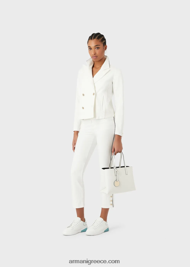 γυναίκες Armani j1a υφασμάτινο τζιν με μεσαία μέση, ίσιο πόδι με σωληνώσεις 4046R6416 άσπρο