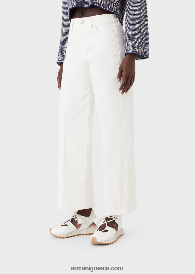 γυναίκες Armani βιώσιμη συλλογή j33 τζιν σε ίσια εφαρμογή σε οργανικό ταύρο 4046R6397 γαλακτώδες λευκό