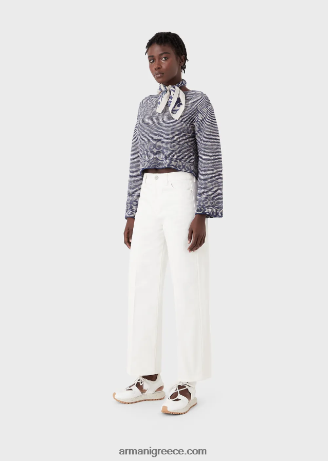 γυναίκες Armani βιώσιμη συλλογή j33 τζιν σε ίσια εφαρμογή σε οργανικό ταύρο 4046R6397 γαλακτώδες λευκό