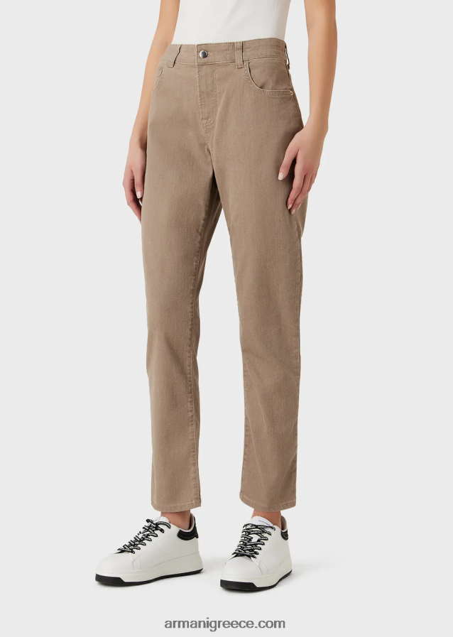 γυναίκες Armani j36 τζιν με μεσαία μέση, ίσιο πόδι σε φυσικό τζιν βιολογικής βαφής 4046R6403 μπεζ