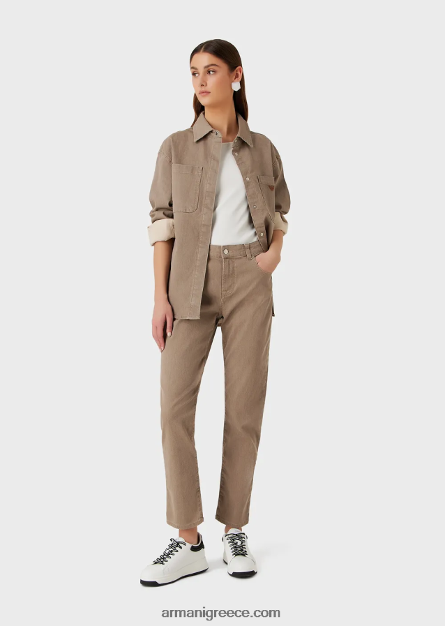 γυναίκες Armani j36 τζιν με μεσαία μέση, ίσιο πόδι σε φυσικό τζιν βιολογικής βαφής 4046R6403 μπεζ