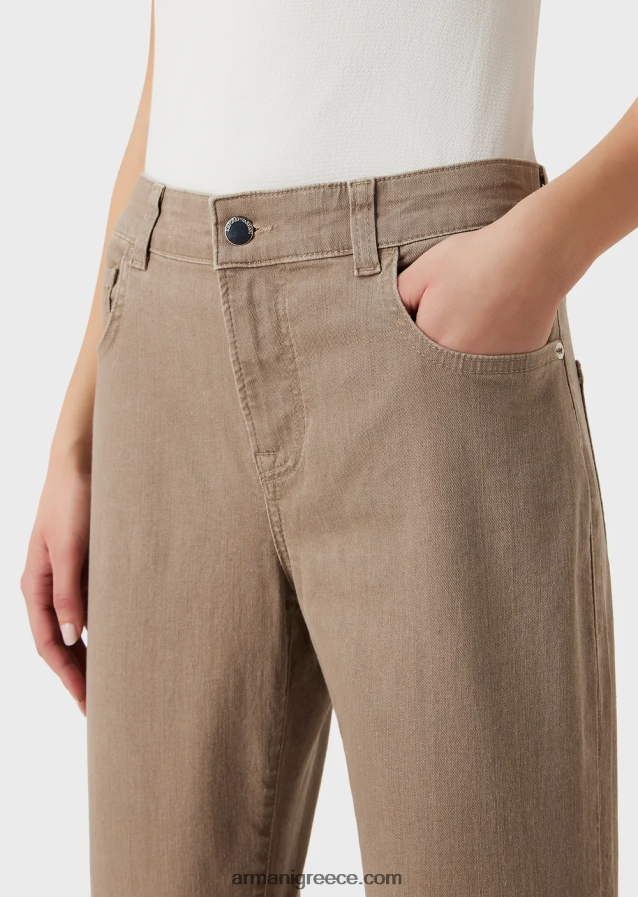 γυναίκες Armani j36 τζιν με μεσαία μέση, ίσιο πόδι σε φυσικό τζιν βιολογικής βαφής 4046R6403 μπεζ