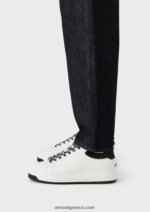 γυναίκες Armani j86 ψηλόμεσο, χαλαρό τζιν με τζιν με ξεπλυμένο μερσερίζ 4046R6400 σκούρο μπλε