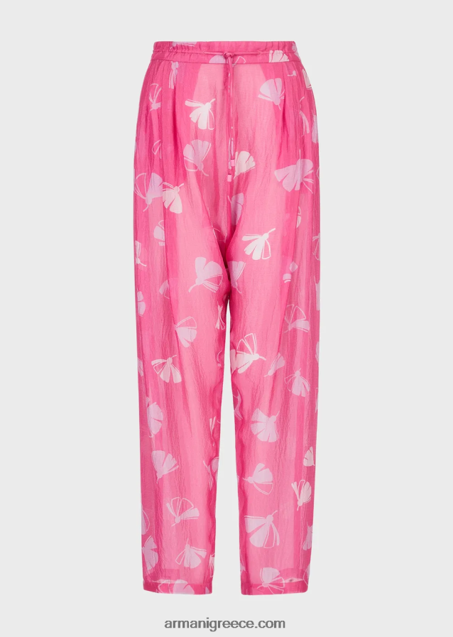 γυναίκες Armani jodhpurs με κορδόνια περίσφιξης σε μεταξωτό σκουπιδάκι με στάμπα ginkgo 4046R6302 πρότυπο