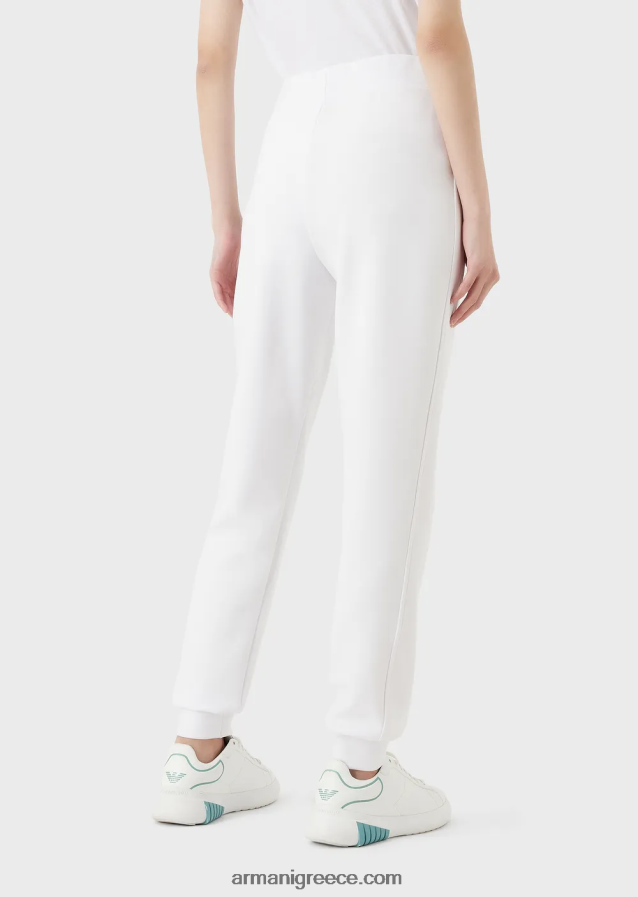γυναίκες Armani joggers με ανάγλυφο κέντημα λογότυπου υπογραφής 4046R6281 άσπρο