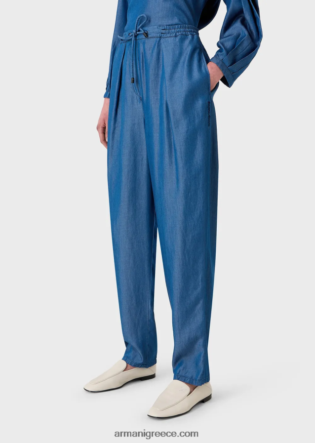 γυναίκες Armani lyocell τζιν παντελόνι με κορδόνια 4046R6259 τζην