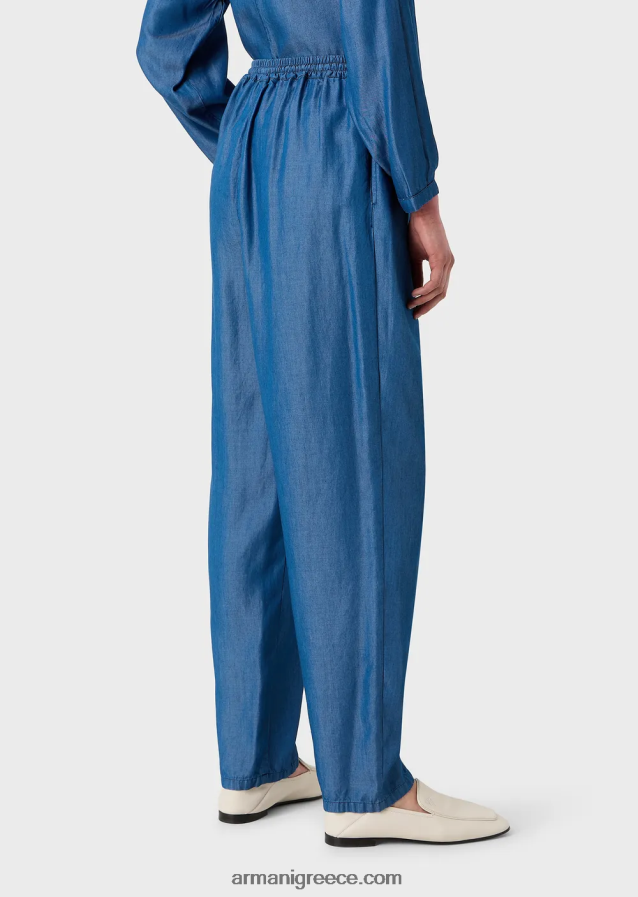 γυναίκες Armani lyocell τζιν παντελόνι με κορδόνια 4046R6259 τζην