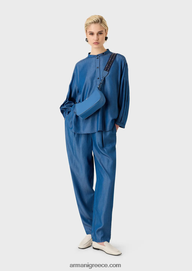 γυναίκες Armani lyocell τζιν παντελόνι με κορδόνια 4046R6259 τζην