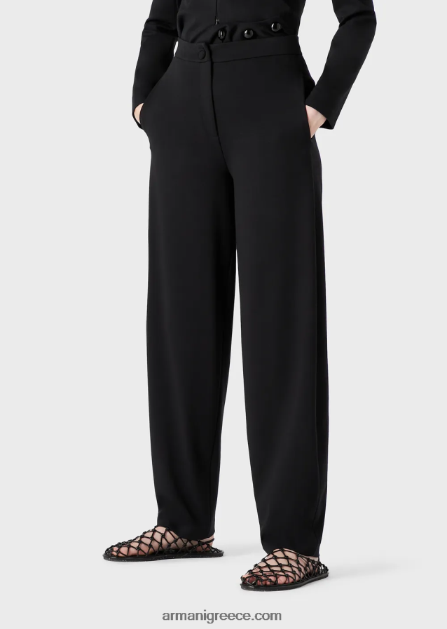 γυναίκες Armani Παντελόνι με οβάλ πόδι από ύφασμα milano-stitch 4046R6293 μαύρος