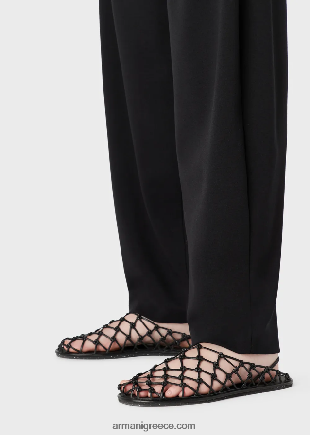 γυναίκες Armani Παντελόνι με οβάλ πόδι από ύφασμα milano-stitch 4046R6293 μαύρος