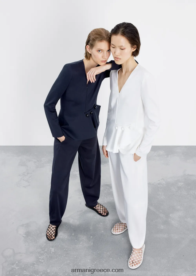 γυναίκες Armani Παντελόνι με οβάλ πόδι από ύφασμα milano-stitch 4046R6293 μαύρος