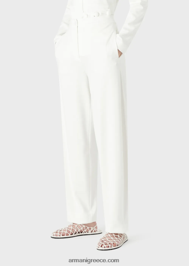 γυναίκες Armani Παντελόνι με οβάλ πόδι από ύφασμα milano-stitch 4046R6294 άσπρο
