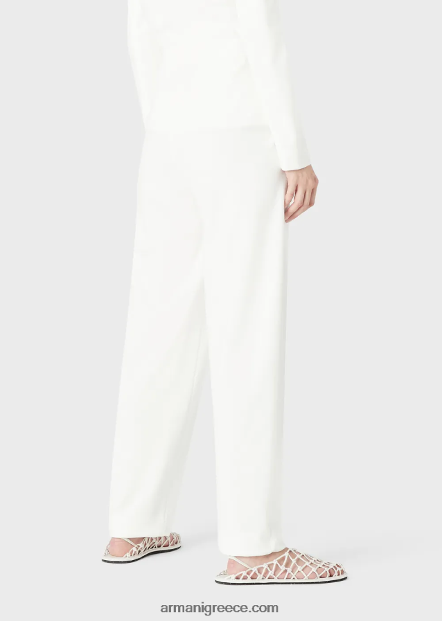 γυναίκες Armani Παντελόνι με οβάλ πόδι από ύφασμα milano-stitch 4046R6294 άσπρο