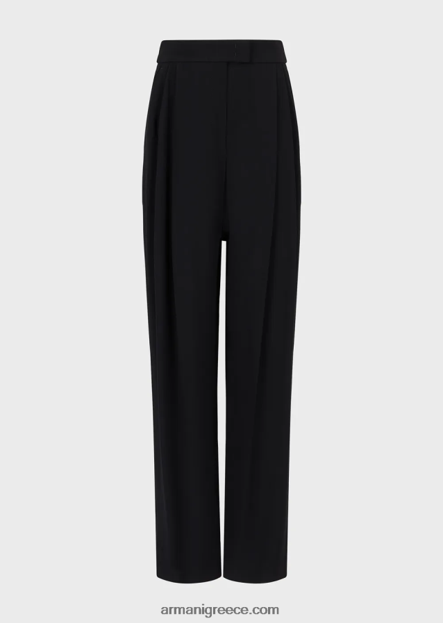 γυναίκες Armani παντελόνι palazzo envers-satin με βελάκια 4046R6311 μαύρος