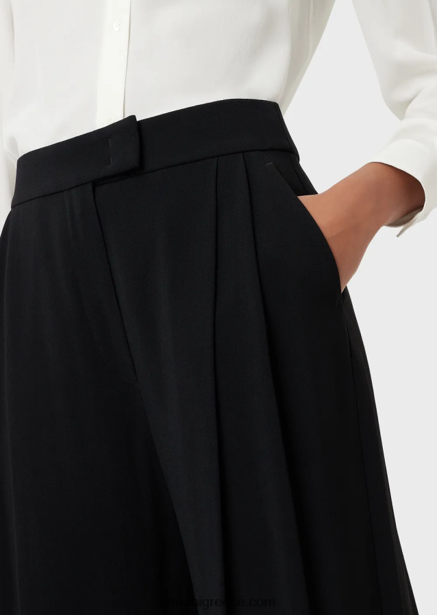 γυναίκες Armani παντελόνι palazzo envers-satin με βελάκια 4046R6311 μαύρος