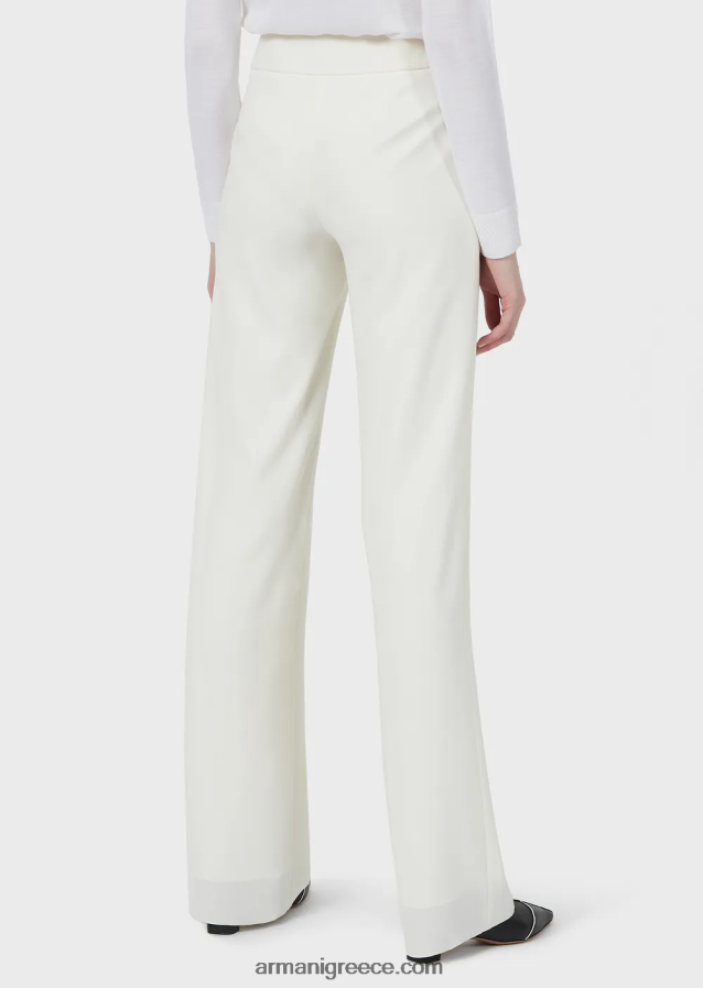 γυναίκες Armani παντελόνι techno cady palazzo 4046R6303 άσπρο