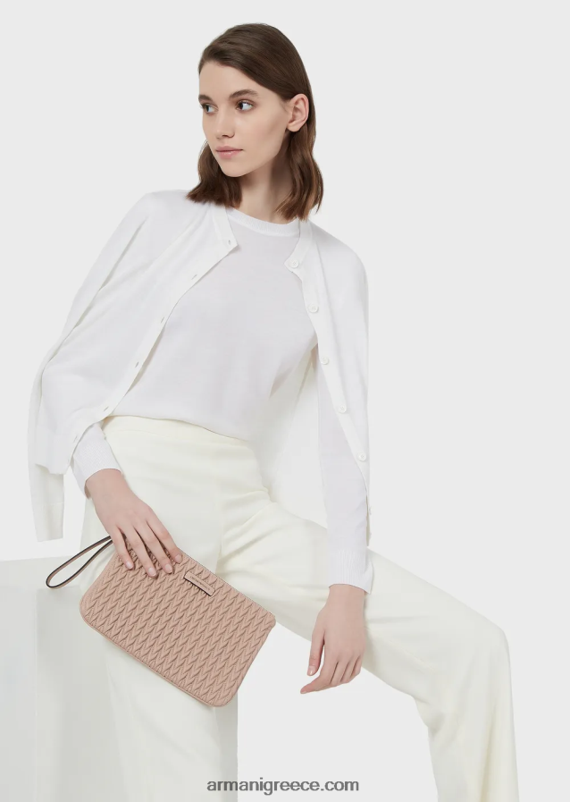 γυναίκες Armani παντελόνι techno cady palazzo 4046R6303 άσπρο