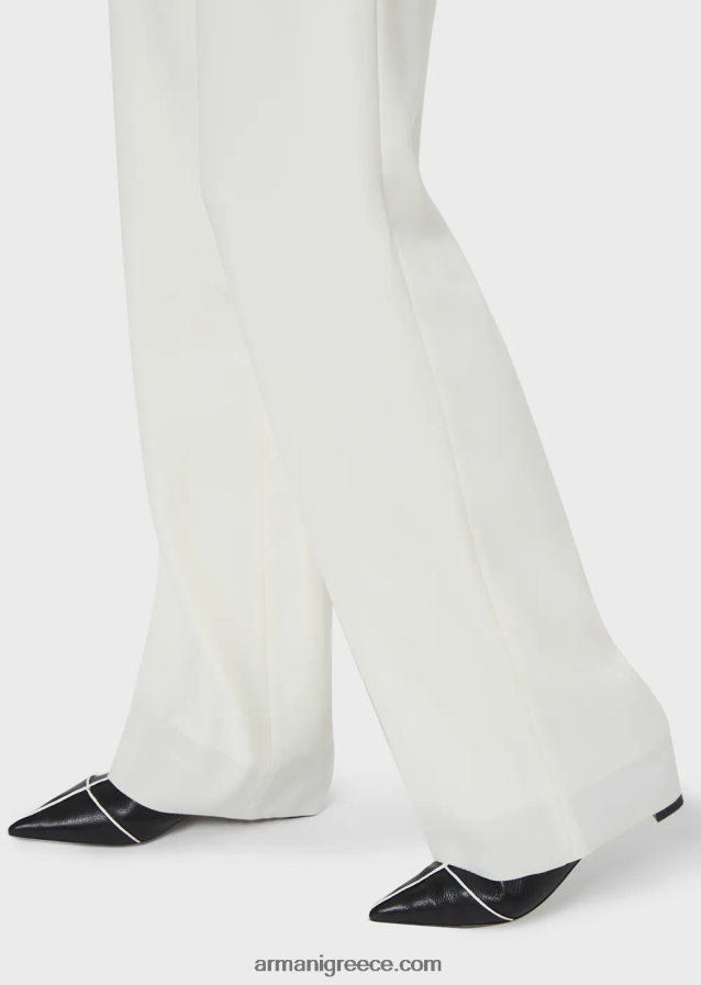 γυναίκες Armani παντελόνι techno cady palazzo 4046R6303 άσπρο