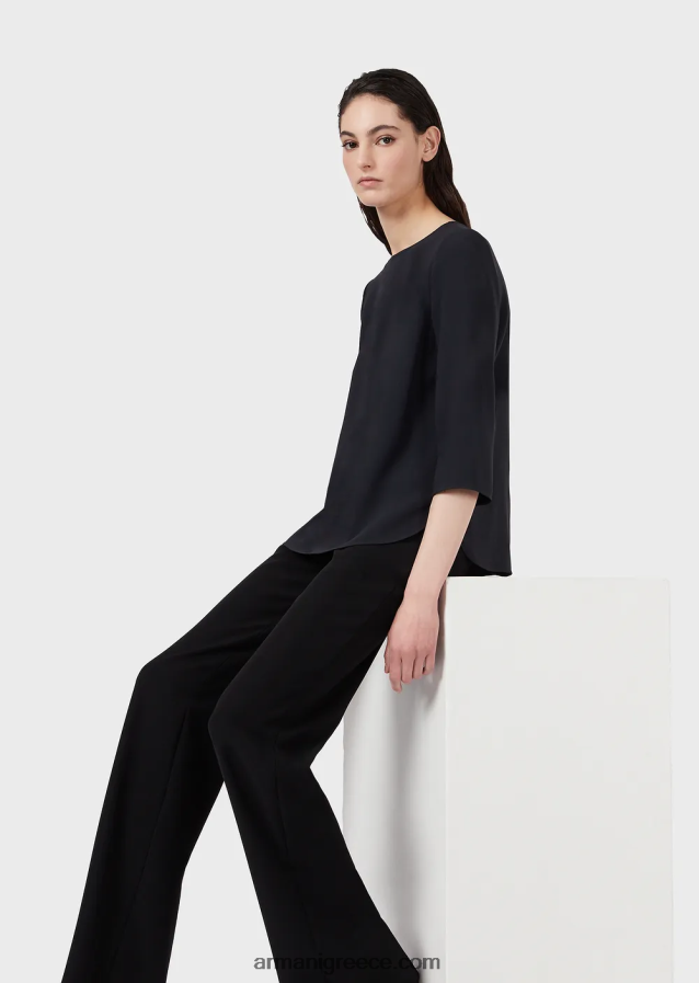 γυναίκες Armani παντελόνι techno cady palazzo 4046R6305 μαύρος