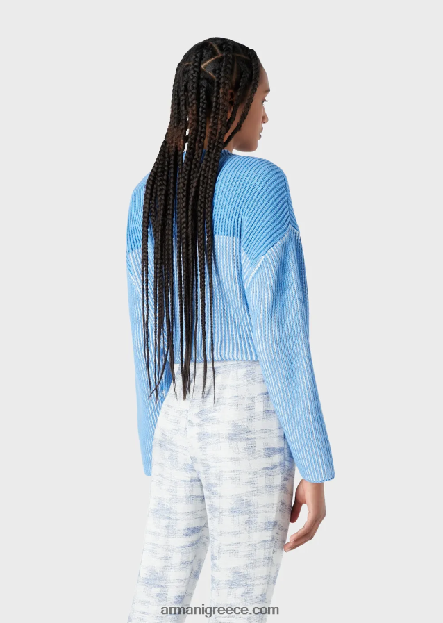 γυναίκες Armani Μπλουζάκι με μισό ραβδί με λογότυπο μεγάλου μεγέθους 4046R6188 γαλανός