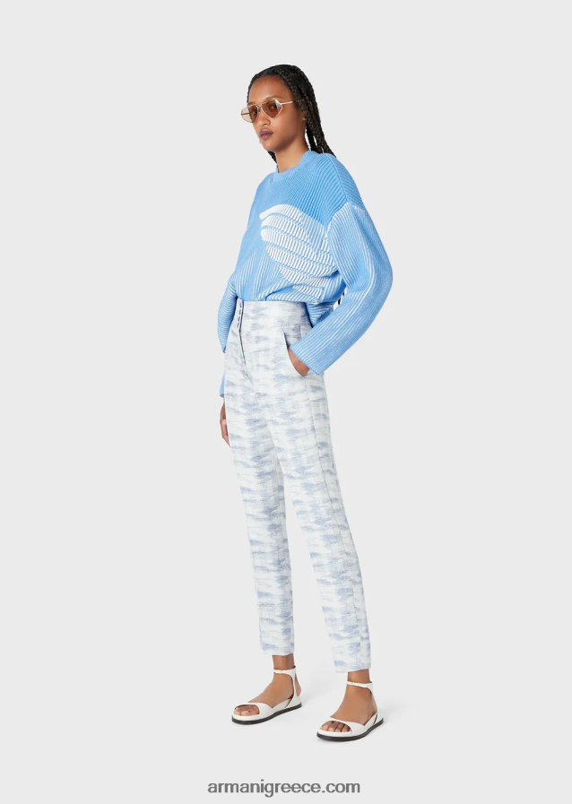 γυναίκες Armani Μπλουζάκι με μισό ραβδί με λογότυπο μεγάλου μεγέθους 4046R6188 γαλανός