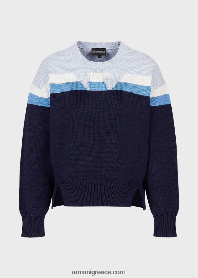 γυναίκες Armani ίσιο, απλό πλεκτό τζάμπα με ανάποδη πλευρά με ινταρσία αετού 4046R6190 πρότυπο