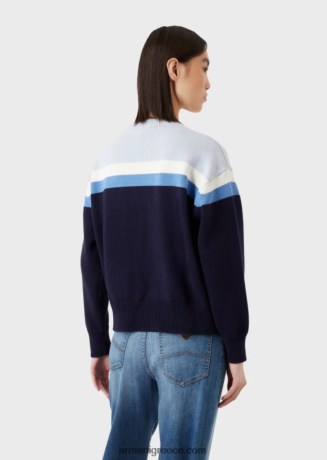 γυναίκες Armani ίσιο, απλό πλεκτό τζάμπα με ανάποδη πλευρά με ινταρσία αετού 4046R6190 πρότυπο