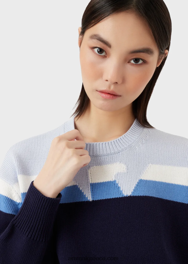 γυναίκες Armani ίσιο, απλό πλεκτό τζάμπα με ανάποδη πλευρά με ινταρσία αετού 4046R6190 πρότυπο